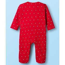 Babyhug Disney Interlock Knit Full Sleeves Footed Sleep Suits With Bambi & Friends Print Pack of 2 - Red & White