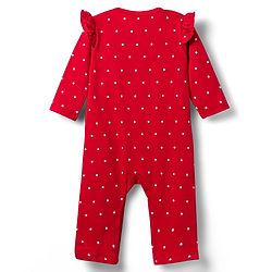Babyhug Disney Interlock Knit Full Sleeves Front Open Rompers with Frills Detailing & Disney Characters Graphics Pack of 3 - Red White & Pink