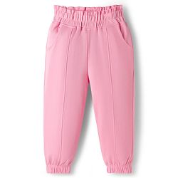 Babyhug Interlock Knit Full Sleeves Top & Lounge Pant Set with Bunny Print & Applique - Pink & Off White