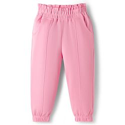 Babyhug Interlock Knit Full Sleeves Top & Lounge Pant Set with Bunny Print & Applique - Pink & Off White