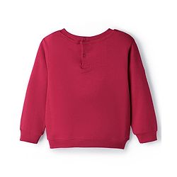Babyhug Interlock Knit Full Sleeves Top & Lounge Pant Set with Deer Print & Bow Applique - Maroon