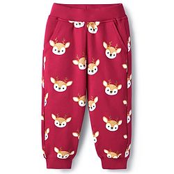 Babyhug Interlock Knit Full Sleeves Top & Lounge Pant Set with Deer Print & Bow Applique - Maroon
