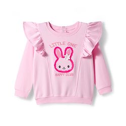 Babyhug Interlock Knit Full Sleeves Top & Lounge Pant Set with Bunny Print - Pink