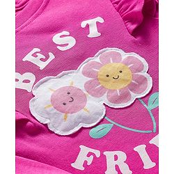 Babyhug Interlock Knit Full Sleeves Text Printed Top & Legging Set - Purple