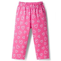 Babyhug Cotton Knit Full Sleeves Night Suit With Heart Print - Pink