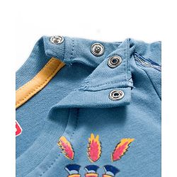 Babyhug Cotton Knit Full Sleeves Co-ord Night Suit With Rocket Print - Blue