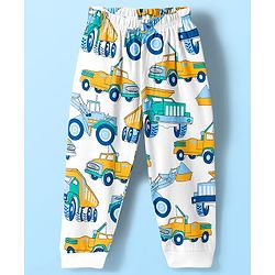 Babyhug Cotton Knit Full Sleeves Co-ord Night Suit With Truck Print - White
