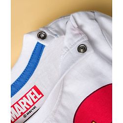 Babyhug Marvel Single Jersey Knit Full Sleeves Night Suit With Avengers Print - White & Blue