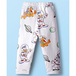 Babyhug Disney Single Jersey Knit Full Sleeves Co-ord Night Suit With Mickey Mouse Print - White