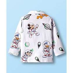 Babyhug Disney Single Jersey Knit Full Sleeves Co-ord Night Suit With Mickey Mouse Print - White