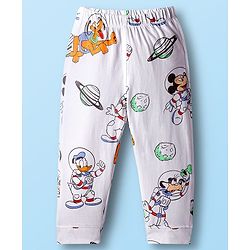 Babyhug Disney Single Jersey Knit Full Sleeves Co-ord Night Suit With Mickey Mouse Print - White