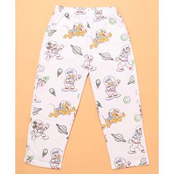 Babyhug Disney Single Jersey Knit Full Sleeves Co-ord Night Suit With Mickey Mouse Print - White