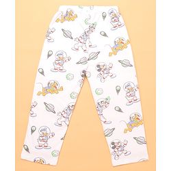 Babyhug Disney Single Jersey Knit Full Sleeves Co-ord Night Suit With Mickey Mouse Print - White