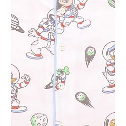 Babyhug Disney Single Jersey Knit Full Sleeves Co-ord Night Suit With Mickey Mouse Print - White