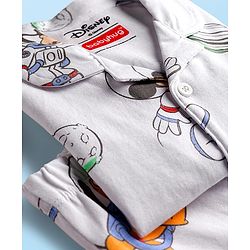 Babyhug Disney Single Jersey Knit Full Sleeves Co-ord Night Suit With Mickey Mouse Print - White