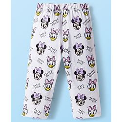 Babyhug Disney Single Jersey Knit Full Sleeves Co-ords Night Suit with Minnie Mouse Print - White