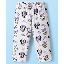 Babyhug Disney Single Jersey Knit Full Sleeves Co-ords Night Suit with Minnie Mouse Print - White