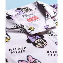 Babyhug Disney Single Jersey Knit Full Sleeves Co-ords Night Suit with Minnie Mouse Print - White