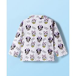 Babyhug Disney Single Jersey Knit Full Sleeves Co-ords Night Suit with Minnie Mouse Print - White