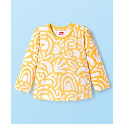 Babyhug Cotton Knit Full Sleeves Printed Co-ord Night Suit - Orange