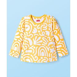 Babyhug Cotton Knit Full Sleeves Printed Co-ord Night Suit - Orange