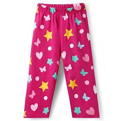 Babyhug Cotton Knit Full Sleeves Night Suit with Star Print - Purple