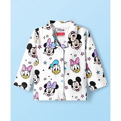 Babyhug Disney Single Jersey Knit Full Sleeves Co-ords Night Suit With Minnie Mouse Print - White