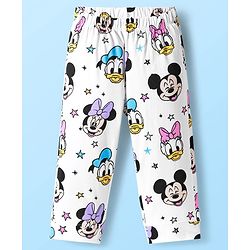 Babyhug Disney Single Jersey Knit Full Sleeves Co-ords Night Suit With Minnie Mouse Print - White