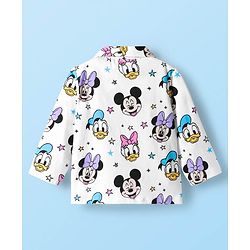 Babyhug Disney Single Jersey Knit Full Sleeves Co-ords Night Suit With Minnie Mouse Print - White