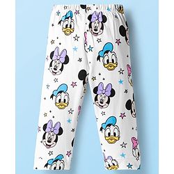Babyhug Disney Single Jersey Knit Full Sleeves Co-ords Night Suit With Minnie Mouse Print - White