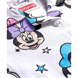 Babyhug Disney Single Jersey Knit Full Sleeves Co-ords Night Suit With Minnie Mouse Print - White