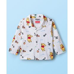 Babyhug Disney Single Jersey Knit Full Sleeves Co-ords Night Suit With Winnie The Pooh Print - White