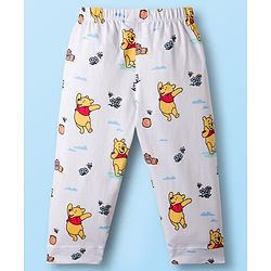 Babyhug Disney Single Jersey Knit Full Sleeves Co-ords Night Suit With Winnie The Pooh Print - White