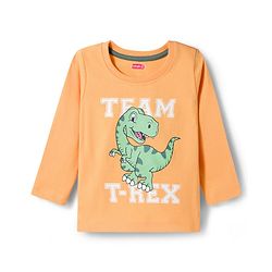 Babyhug Cotton Knit Full Sleeves Night Suit With Dino Print - Orange