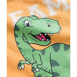 Babyhug Cotton Knit Full Sleeves Night Suit With Dino Print - Orange