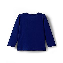 Babyhug Cotton Knit Full Sleeves Night Suit with Bow Print - Navy Blue
