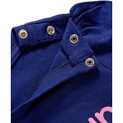 Babyhug Cotton Knit Full Sleeves Night Suit with Bow Print - Navy Blue