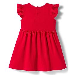 Babyhug Disney Single Jersey Knit Frill Sleeves Frocks with Minnie Mouse Graphic & Bow Applique Pack of 2 - White & Red