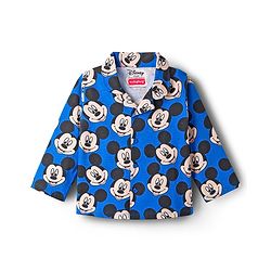Babyhug Disney Single Jersey Knit Full Sleeves Co-ord Night Suit With Mickey Mouse Print - Blue