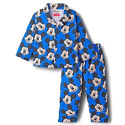 Babyhug Disney Single Jersey Knit Full Sleeves Co-ord Night Suit With Mickey Mouse Print - Blue