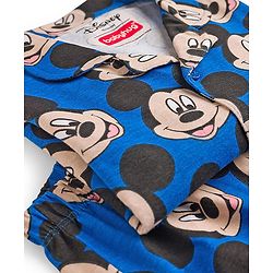 Babyhug Disney Single Jersey Knit Full Sleeves Co-ord Night Suit With Mickey Mouse Print - Blue
