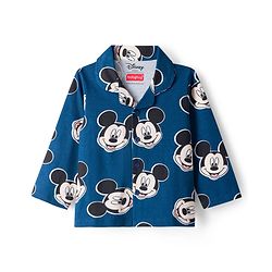 Babyhug Disney Single Jersey Knit Full Sleeves Co-ord Night Suit With Mickey Mouse Print - Navy Blue