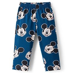 Babyhug Disney Single Jersey Knit Full Sleeves Co-ord Night Suit With Mickey Mouse Print - Navy Blue
