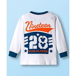 Babyhug Disney Single Jersey Knit Full Sleeves T-Shirt & Track Pant Set With Front & Back Mickey Mouse Graphics - White & Orange