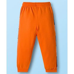 Babyhug Disney Single Jersey Knit Full Sleeves T-Shirt & Track Pant Set With Front & Back Mickey Mouse Graphics - White & Orange