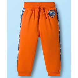 Babyhug Disney Single Jersey Knit Full Sleeves T-Shirt & Track Pant Set With Front & Back Mickey Mouse Graphics - White & Orange