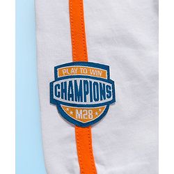 Babyhug Disney Single Jersey Knit FullT-Shirt & Track Pant Set With Front & Back Mickey Mouse Graphics - White & Orange