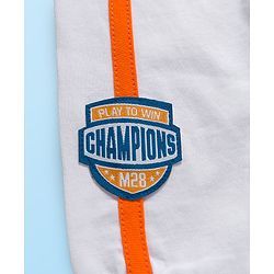 Babyhug Disney Single Jersey Knit FullT-Shirt & Track Pant Set With Front & Back Mickey Mouse Graphics - White & Orange