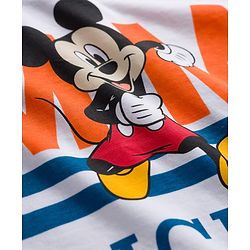 Babyhug Disney Single Jersey Knit FullT-Shirt & Track Pant Set With Front & Back Mickey Mouse Graphics - White & Orange