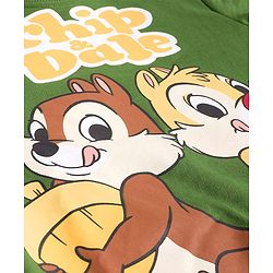 Babyhug Disney Single Jersey Knit Full Sleeves T-Shirt & Lounge Pant Set With Chip N Dale Graphic - Olive Green